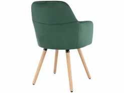 Outlet Juego de 2 sillas con brazos - Terciopelo y metal efecto madera - Verde oscuro - ELEANA Sillas Y Lotes De Sillas
