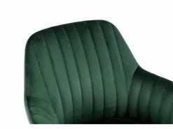 Outlet Juego de 2 sillas con brazos - Terciopelo y metal efecto madera - Verde oscuro - ELEANA Sillas Y Lotes De Sillas