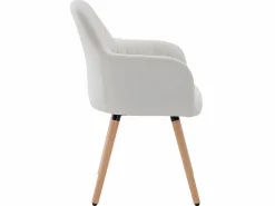 Clearance Juego de 2 sillas con brazos - Tela y metal efecto madera - - ELEANA Sillas Y Lotes De Sillas