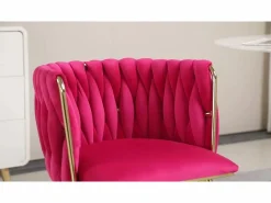 Sale Juego de 2 Sillas con Respaldo de Concha y Bastidor Trenzado, Patas Doradas - Gris - Elegancia Bohemia Negro