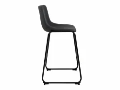 Kayelles Juego de 2 sillas de bar industriales, asiento acolchado de cuero sintético efecto vintage, patas de metal HELIO 64 (negro gris)