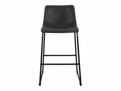 Kayelles Juego de 2 sillas de bar industriales, asiento acolchado de cuero sintético efecto vintage, patas de metal HELIO 64 (negro gris)