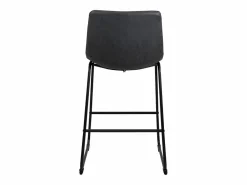 Kayelles Juego de 2 sillas de bar industriales, asiento acolchado de cuero sintético efecto vintage, patas de metal HELIO 64 (negro gris)