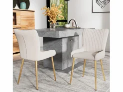 Clearance Merax Juego de 2 sillas de comedor de terciopelo - 85 x 58 x 47 cm - Silla de salón de lujo - Cuatro patas de metal dorado - Beige