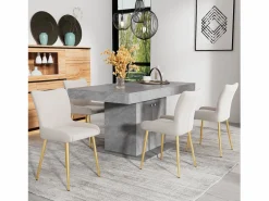 Clearance Merax Juego de 2 sillas de comedor de terciopelo - 85 x 58 x 47 cm - Silla de salón de lujo - Cuatro patas de metal dorado - Beige