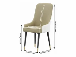 Fativo Juego de 2 sillas de comedor beige de cocina en cuero, capacidad de carga 150 kg, 43.5x43.5x90cm