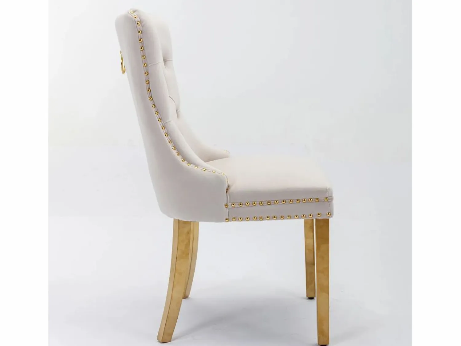 OKWISH Juego de 2 sillas de comedor en terciopelo con respaldo acolchado y patas de metal dorado