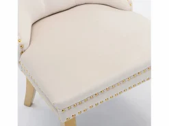 OKWISH Juego de 2 sillas de comedor en terciopelo con respaldo acolchado y patas de metal dorado