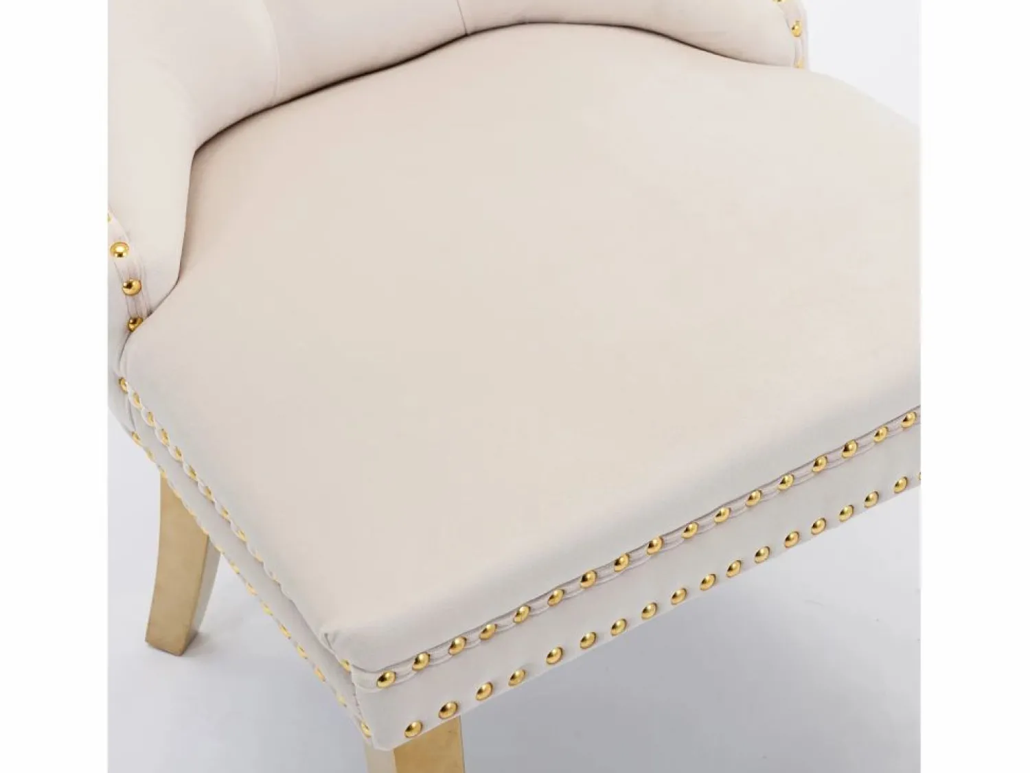 OKWISH Juego de 2 sillas de comedor en terciopelo con respaldo acolchado y patas de metal dorado