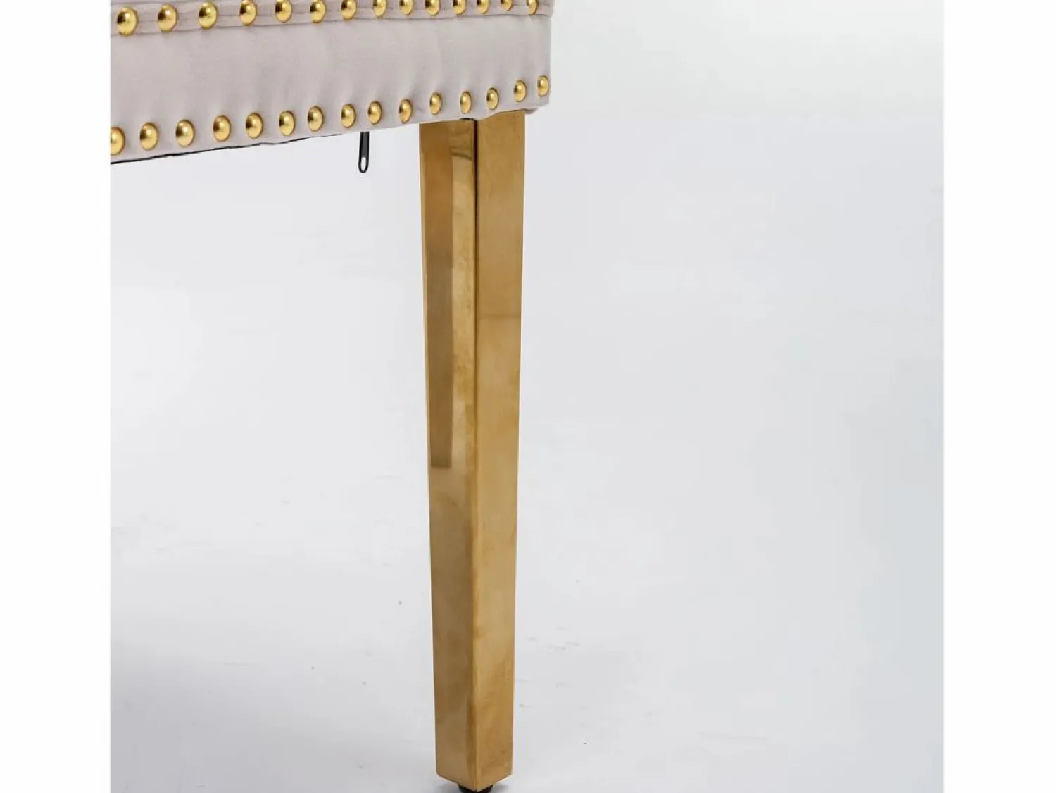OKWISH Juego de 2 sillas de comedor en terciopelo con respaldo acolchado y patas de metal dorado