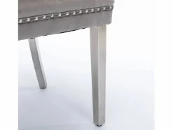 Best Juego de 2 sillas de comedor - Sillas con respaldo acolchado y patas de acero inoxidable plateado - con ribete tachonado - terciopelo gris Gris / Plateado