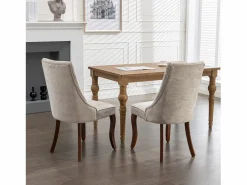 OKWISH Juego de 2 sillas de comedor con respaldo acolchado y patas de madera - Chenilla