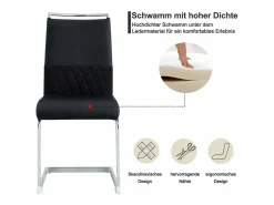 Best Juego de 6 sillas de comedor modernas con respaldo alto y patas tapizadas, respaldo de rayas cruzadas para comedor, cocina y oficina, color Negro