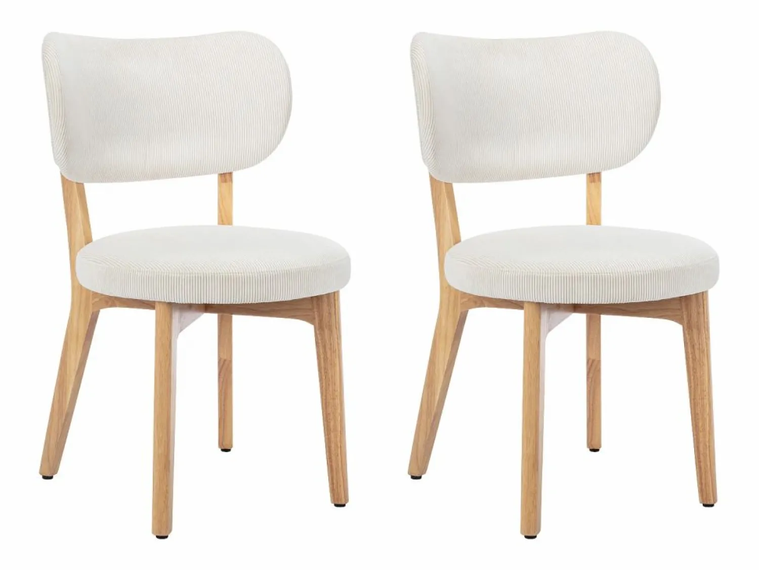 Outlet Vente-unique Juego de 2 sillas de pana y madera de caucho - - TORIEL Blanco