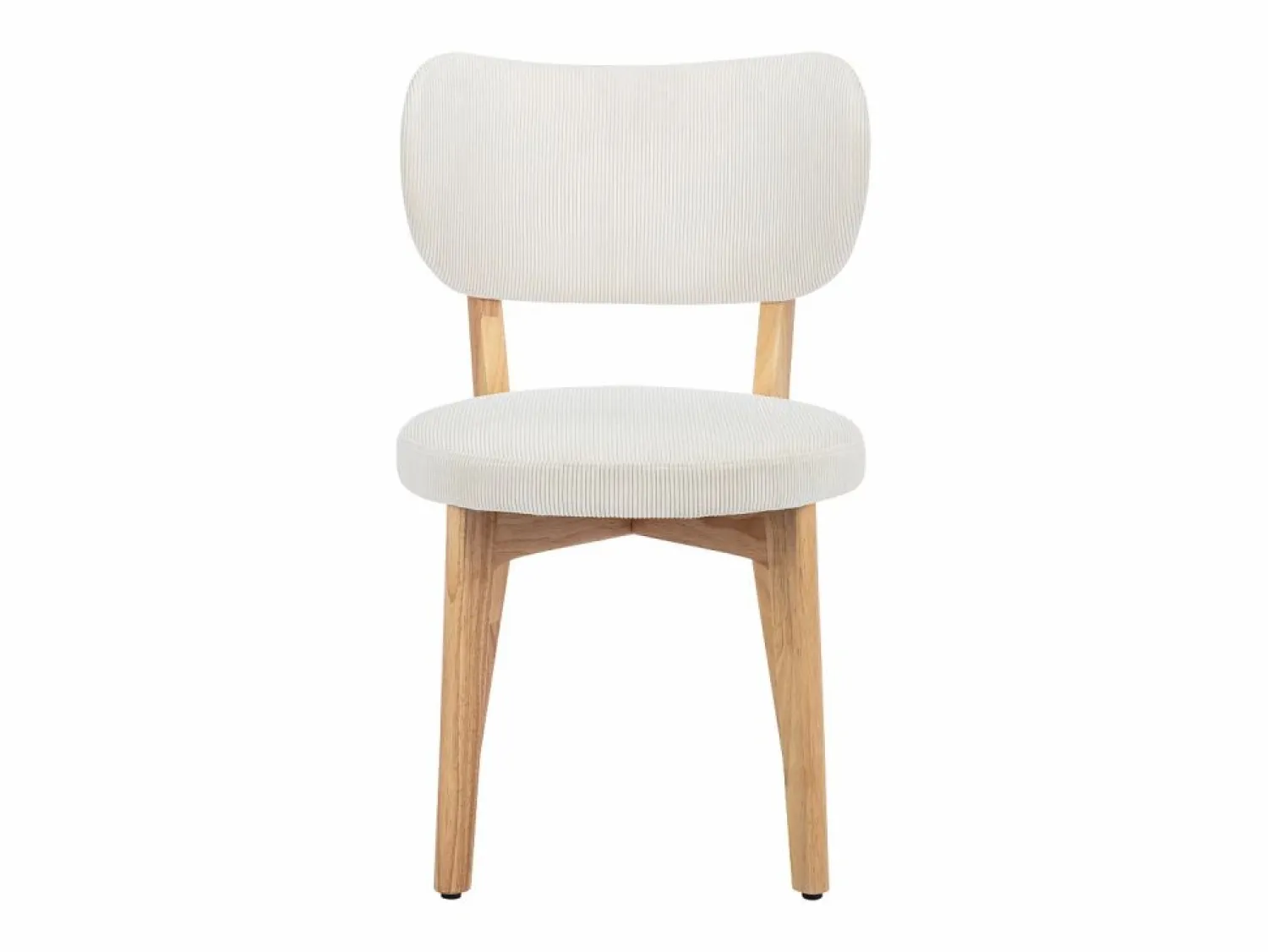 Outlet Vente-unique Juego de 2 sillas de pana y madera de caucho - - TORIEL Blanco