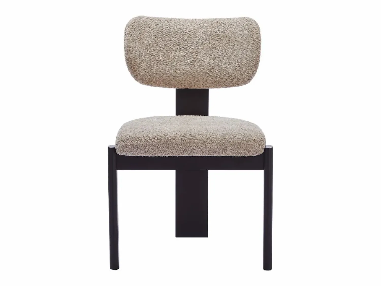 New Vente-unique Juego de 2 sillas de tejido bouclé y madera de hevea - Gris y negro - WILANA Topo