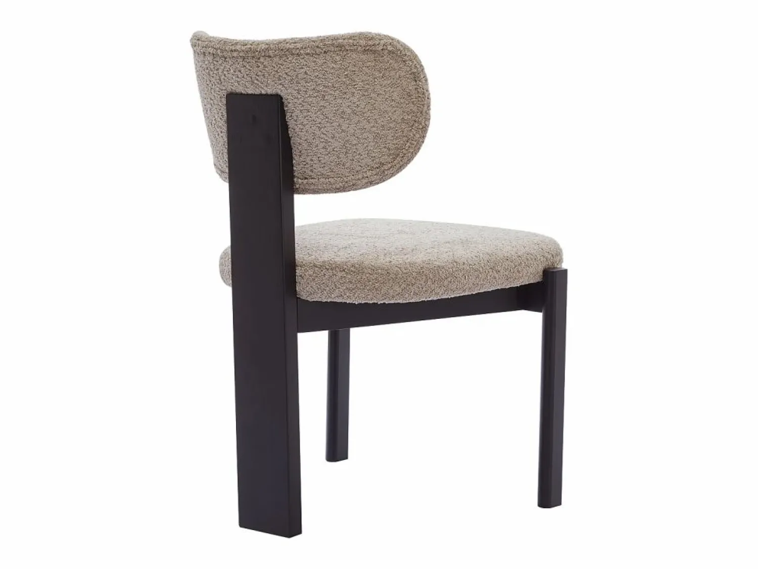 New Vente-unique Juego de 2 sillas de tejido bouclé y madera de hevea - Gris y negro - WILANA Topo