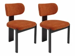 Outlet Vente-unique Juego de 2 sillas de tela bouclé y madera de hevea negra - - WILANA Terracota