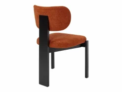 Outlet Vente-unique Juego de 2 sillas de tela bouclé y madera de hevea negra - - WILANA Terracota