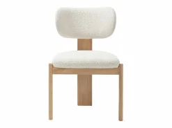 Online Vente-unique Juego de 6 sillas de tela rizo y madera de caucho - - WILANA Blanco