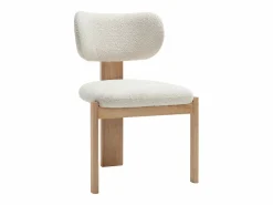 Online Vente-unique Juego de 6 sillas de tela rizo y madera de caucho - - WILANA Blanco