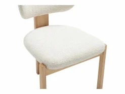 Online Vente-unique Juego de 6 sillas de tela rizo y madera de caucho - - WILANA Blanco