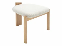 Online Vente-unique Juego de 6 sillas de tela rizo y madera de caucho - - WILANA Blanco