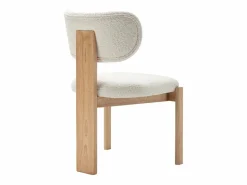 Online Vente-unique Juego de 6 sillas de tela rizo y madera de caucho - - WILANA Blanco