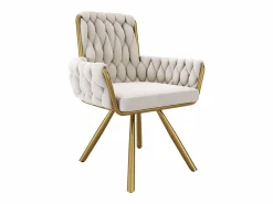 ModernLuxe Juego de 2 sillas giratorias de terciopelo con reposabrazos - patas de metal dorado -