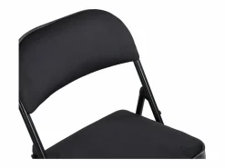 Online Juego de 2 sillas plegables de terciopelo y metal - - ORTENSIA Sillas Y Lotes De Sillas