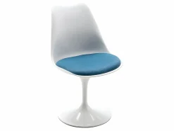 New Vente-unique Juego de 2 sillas Tulip - Polipropileno, Tela y Acero - Azul y Blanco - XAFY Azul turquesa / Blanco