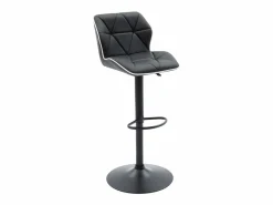 Discount Juego de 2 taburetes de bar de piel sintética y acero - Altura regulable - - CALVIN Muebles De Bar|Taburete Alto
