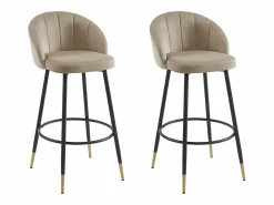 Clearance Juego de 2 taburetes de bar de terciopelo y metal - - ELIRAM Muebles De Bar|Taburete Alto