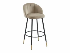 Clearance Juego de 2 taburetes de bar de terciopelo y metal - - ELIRAM Muebles De Bar|Taburete Alto