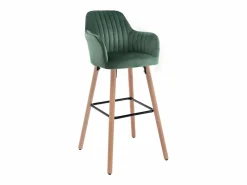 Vente-unique Juego de 2 taburetes de bar de terciopelo y metal efecto madera de haya - Verde oscuro - ELEANA