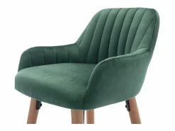 Vente-unique Juego de 2 taburetes de bar de terciopelo y metal efecto madera de haya - Verde oscuro - ELEANA