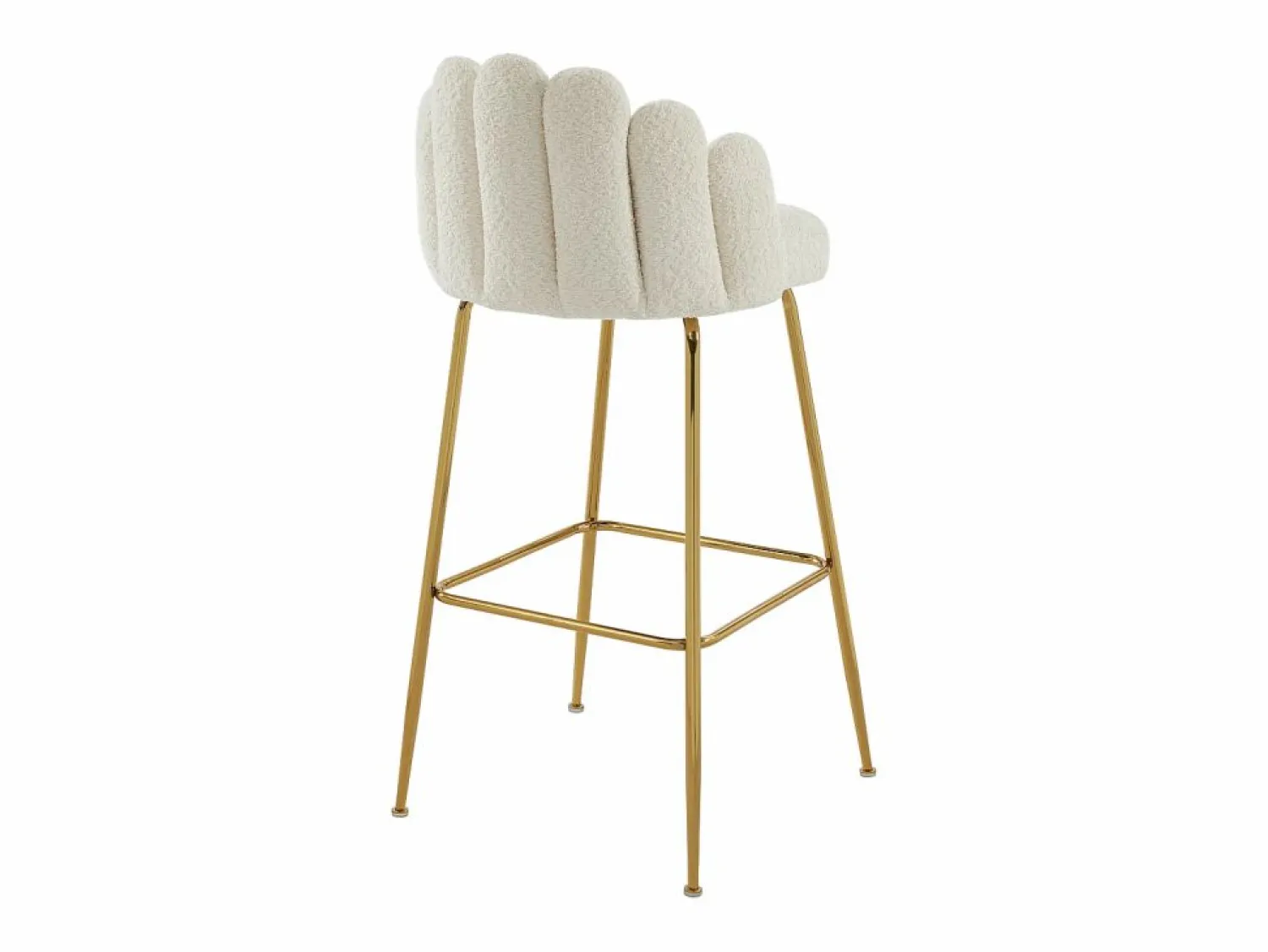 New Juego de 2 taburetes de bar de tela rizada y metal dorado - - ALTINAM Muebles De Bar|Taburete Alto