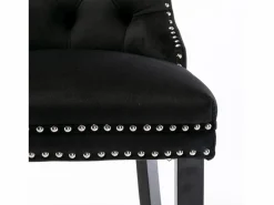 Sale Juego de 2 taburetes de bar - Taburetes de bar con respaldo acolchado y capitoné - Terciopelo Negro