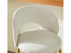 Clearance Hauss Spole Juego de 2 taburetes de bar de tela - Respaldo calado y estructura de metal dorado Beige