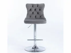 Online Juego de 2 taburetes de bar giratorios en terciopelo - Altura regulable de 63,5 a 84 cm - y plata Muebles De Bar|Taburete Alto