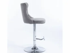 Online Juego de 2 taburetes de bar giratorios en terciopelo - Altura regulable de 63,5 a 84 cm - y plata Muebles De Bar|Taburete Alto