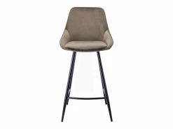 New Vente-unique Juego de 2 taburetes de bar - Terciopelo - Gris - MASURIE Topo