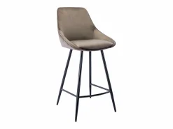 New Vente-unique Juego de 2 taburetes de bar - Terciopelo - Gris - MASURIE Topo