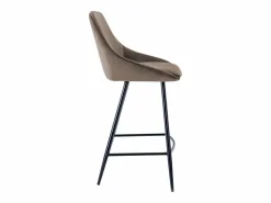 New Vente-unique Juego de 2 taburetes de bar - Terciopelo - Gris - MASURIE Topo