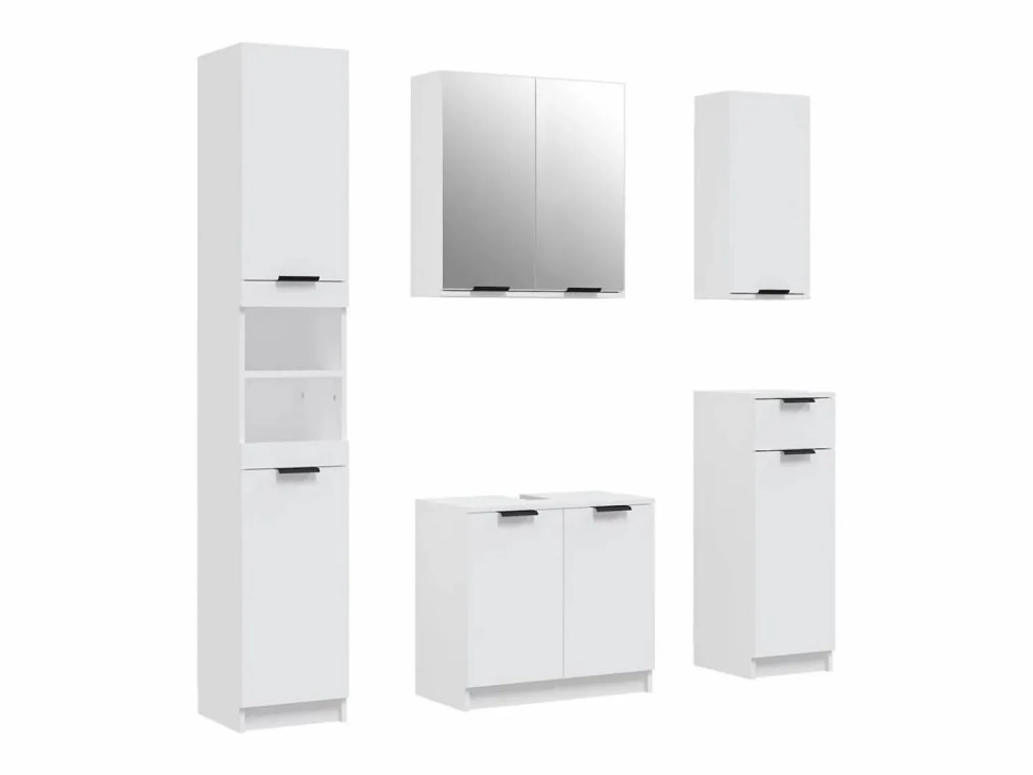 Discount vidaxl Juego de armarios de baño 5 piezas madera contrachapada Blanco