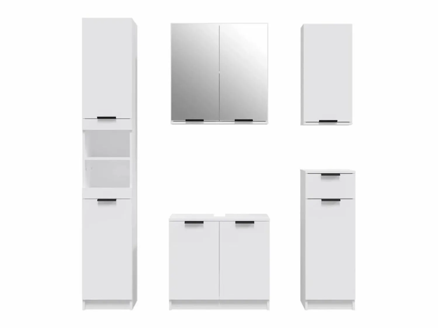 Discount vidaxl Juego de armarios de baño 5 piezas madera contrachapada Blanco