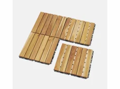 Hot Juego de baldosas de madera para terraza de 30 x 30 cm, diseño lineal Terraza