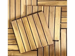 Hot Juego de baldosas de madera para terraza de 30 x 30 cm, diseño lineal Terraza