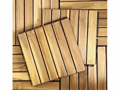 Hot Juego de baldosas de madera para terraza de 30 x 30 cm, diseño lineal Terraza