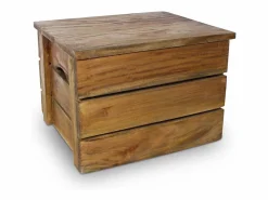 Sale Juego de cajas de almacenaje 2 pzas madera maciza reciclada ES811655 Marru00f3n